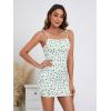imageMilumia Womens Floral Print Ruched Spaghetti Strap Bodycon Mini Cami Dress Y2k Short Summer DressesGreen