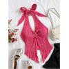 imageMilumia Womens Going Out Halter Top Y2k Slit Hem Backless Crop Tank Tops Rave ClubHot Pink