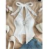 imageMilumia Womens Going Out Halter Top Y2k Slit Hem Backless Crop Tank Tops Rave ClubWhite