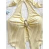 imageMilumia Womens Going Out Halter Top Y2k Slit Hem Backless Crop Tank Tops Rave ClubYellow