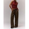 imageMilumia Womens High Neck Draped Tops Open Back Asymmetrical Hem Halter Crop Tank TopBurgundy