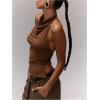 imageMilumia Womens High Neck Draped Tops Open Back Asymmetrical Hem Halter Crop Tank TopChocolate Brown