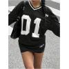 imageMilumia Womens Mesh Oversized Long Sleeve Jersey Shirt Y2k Number Graphic Tees Blokette T Shirt Top StreetwearBlack
