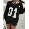 imageMilumia Womens Mesh Oversized Long Sleeve Jersey Shirt Y2k Number Graphic Tees Blokette T Shirt Top StreetwearBlack