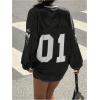 imageMilumia Womens Mesh Oversized Long Sleeve Jersey Shirt Y2k Number Graphic Tees Blokette T Shirt Top StreetwearBlack