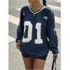 imageMilumia Womens Mesh Oversized Long Sleeve Jersey Shirt Y2k Number Graphic Tees Blokette T Shirt Top StreetwearBlue
