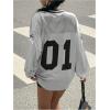 imageMilumia Womens Mesh Oversized Long Sleeve Jersey Shirt Y2k Number Graphic Tees Blokette T Shirt Top StreetwearGrey