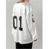 imageMilumia Womens Mesh Oversized Long Sleeve Jersey Shirt Y2k Number Graphic Tees Blokette T Shirt Top StreetwearWhite