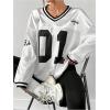 imageMilumia Womens Mesh Oversized Long Sleeve Jersey Shirt Y2k Number Graphic Tees Blokette T Shirt Top StreetwearWhite