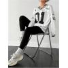 imageMilumia Womens Mesh Oversized Long Sleeve Jersey Shirt Y2k Number Graphic Tees Blokette T Shirt Top StreetwearWhite