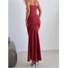 imageMilumia Womens Metal Decor Cut Out Strapless Bodycon Maxi Dress Fishtail Tube Top Dresses Party CocktailBurgundy