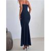 imageMilumia Womens Metal Decor Cut Out Strapless Bodycon Maxi Dress Fishtail Tube Top Dresses Party CocktailDark Blue