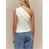 imageMilumia Womens One Shoulder Ruched Tank Top Sleeveless Going Out Tops Clubbing PartyApricot
