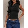 imageMilumia Womens One Shoulder Ruched Tank Top Sleeveless Going Out Tops Clubbing PartyBlack
