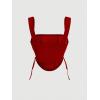 imageMilumia Womens Square Neck Wide Straps Bustier Tank Top Tie Side Corset Tank Tops Red Large