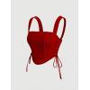 imageMilumia Womens Square Neck Wide Straps Bustier Tank Top Tie Side Corset Tank Tops Red Large