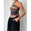 imageMilumia Womens Tie Dye Mesh Tube Top Y2k Ruched Strapless Bandeau Tops with ScarfMulticolor Purple
