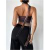 imageMilumia Womens Tie Dye Mesh Tube Top Y2k Ruched Strapless Bandeau Tops with ScarfMulticolor Purple