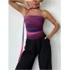 imageMilumia Womens Tie Dye Mesh Tube Top Y2k Ruched Strapless Bandeau Tops with ScarfPurple