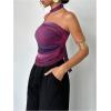 imageMilumia Womens Tie Dye Mesh Tube Top Y2k Ruched Strapless Bandeau Tops with ScarfPurple