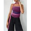 imageMilumia Womens Tie Dye Mesh Tube Top Y2k Ruched Strapless Bandeau Tops with ScarfPurple