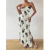 imageMilumia Womens Twist Front Strapless Bodycon Dress Summer Split Thigh Maxi Tube Dresses Vacation OutfitsApricot and Black