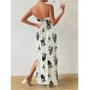 imageMilumia Womens Twist Front Strapless Bodycon Dress Summer Split Thigh Maxi Tube Dresses Vacation OutfitsApricot and Black