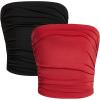 imageMilumia Girls 2 Pack Tube Top Ruched Strapless Going Out Basic Bandeau TopsMulti Black and Red