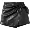 imageMilumia Girls PU Leather Wrap Knot Side Skorts Casual Ruched Elastic Waist ShortsBlack
