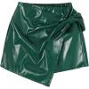 imageMilumia Girls PU Leather Wrap Knot Side Skorts Casual Ruched Elastic Waist ShortsGreen