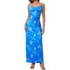 imageMilumia Womens Floral Backless Lace Up Spaghetti Strap Bodycon Maxi Dress Summer Cowl Neck Long Cami DressMulti Blue