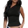 imageMilumia Womens One Shoulder Ruched Tank Top Sleeveless Going Out Tops Clubbing PartyBlack