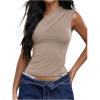 imageMilumia Womens One Shoulder Ruched Tank Top Sleeveless Going Out Tops Clubbing PartyLight Grey