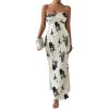imageMilumia Womens Twist Front Strapless Bodycon Dress Summer Split Thigh Maxi Tube Dresses Vacation OutfitsApricot and Black