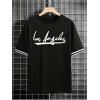 imageMilumia Mens Letter Graphic Short Sleeve Shirts Crew Neck Casual Tee Shirt TopsBlack Letter