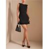 imageMilumia Womens Boat Neck Pleated Mini Dress Open Back Short Party Club Tank DressesBlack