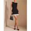 imageMilumia Womens Boat Neck Pleated Mini Dress Open Back Short Party Club Tank DressesBlack and Apricot