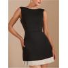 imageMilumia Womens Boat Neck Pleated Mini Dress Open Back Short Party Club Tank DressesBlack and Apricot