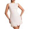 imageMilumia Womens Boat Neck Pleated Mini Dress Open Back Short Party Club Tank DressesWhite