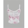 imageMilumia Womens Floral Lace Scoop Neck Spaghetti Straps Cami Top Sexy Mesh TopsMulticolor