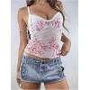 imageMilumia Womens Floral Lace Scoop Neck Spaghetti Straps Cami Top Sexy Mesh TopsMulticolor