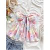 imageMilumia Womens Floral Plants Print Tie Front Tube Top Ruffle Trim Strapless Peplum TopsMulti Purple