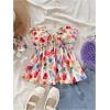 imageMilumia Womens Floral Plants Print Tie Front Tube Top Ruffle Trim Strapless Peplum TopsMulti Red