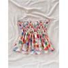 imageMilumia Womens Floral Plants Print Tie Front Tube Top Ruffle Trim Strapless Peplum TopsMulti Red