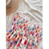 imageMilumia Womens Floral Plants Print Tie Front Tube Top Ruffle Trim Strapless Peplum TopsMulti Red