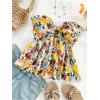 imageMilumia Womens Floral Plants Print Tie Front Tube Top Ruffle Trim Strapless Peplum TopsMulticolor