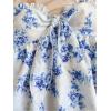 imageMilumia Womens Floral Plants Print Tie Front Tube Top Ruffle Trim Strapless Peplum TopsWhite and Blue