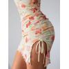 imageMilumia Womens Floral Strapless Mini Tube Dress Ruched Split Summer Vacation DressesMulticolor