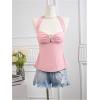 imageMilumia Womens Halter Top Ribbed Backless Ring Decor Knit Summer Going Out Tube TopsLight Pink
