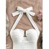 imageMilumia Womens Halter Top Ribbed Backless Ring Decor Knit Summer Going Out Tube TopsWhite